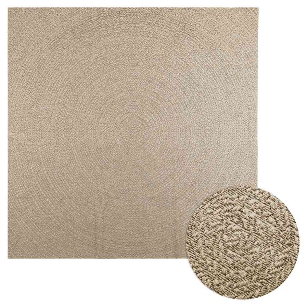 vidaXL Matta ZIZUR beige 240x240 cm jutelook inomhus och utomhus