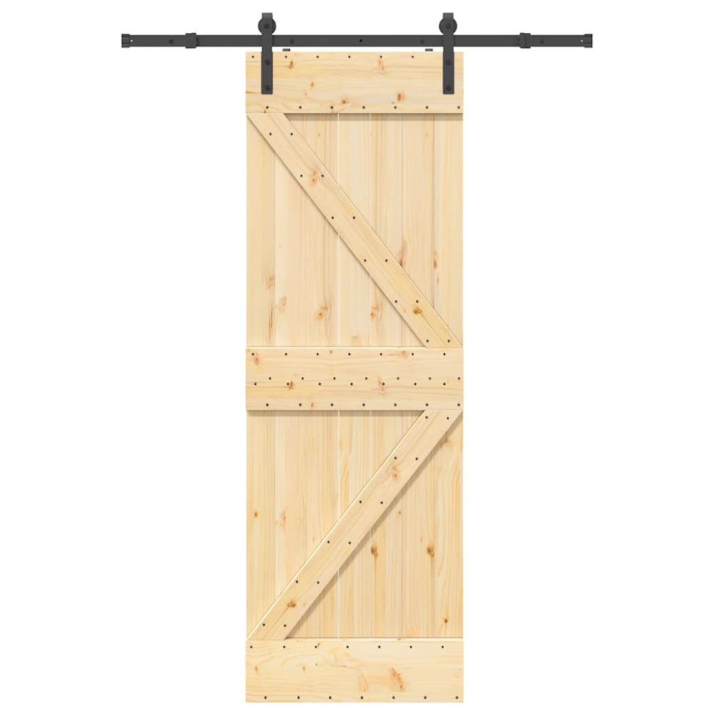 vidaXL Skjutdörr med beslag 70x210 cm massiv furu