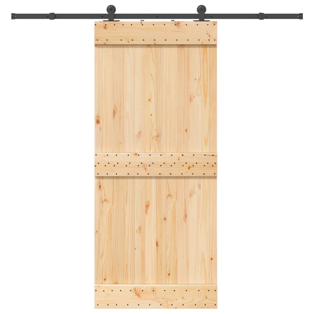 vidaXL Skjutdörr med beslag 90x210 cm massiv furu