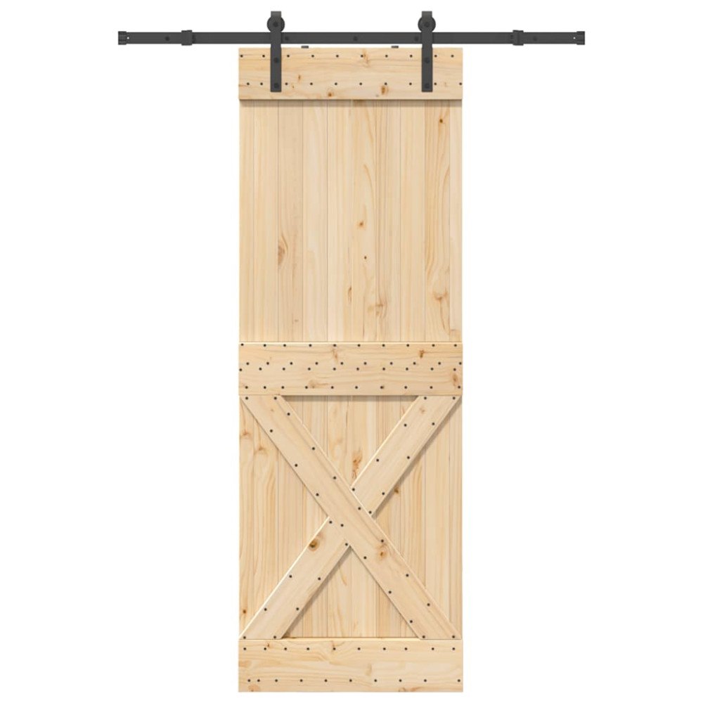 vidaXL Skjutdörr med beslag 80x210 cm massiv furu