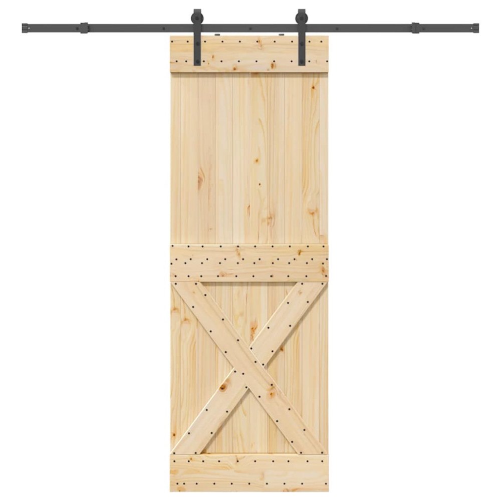vidaXL Skjutdörr med beslag 80x210 cm massiv furu