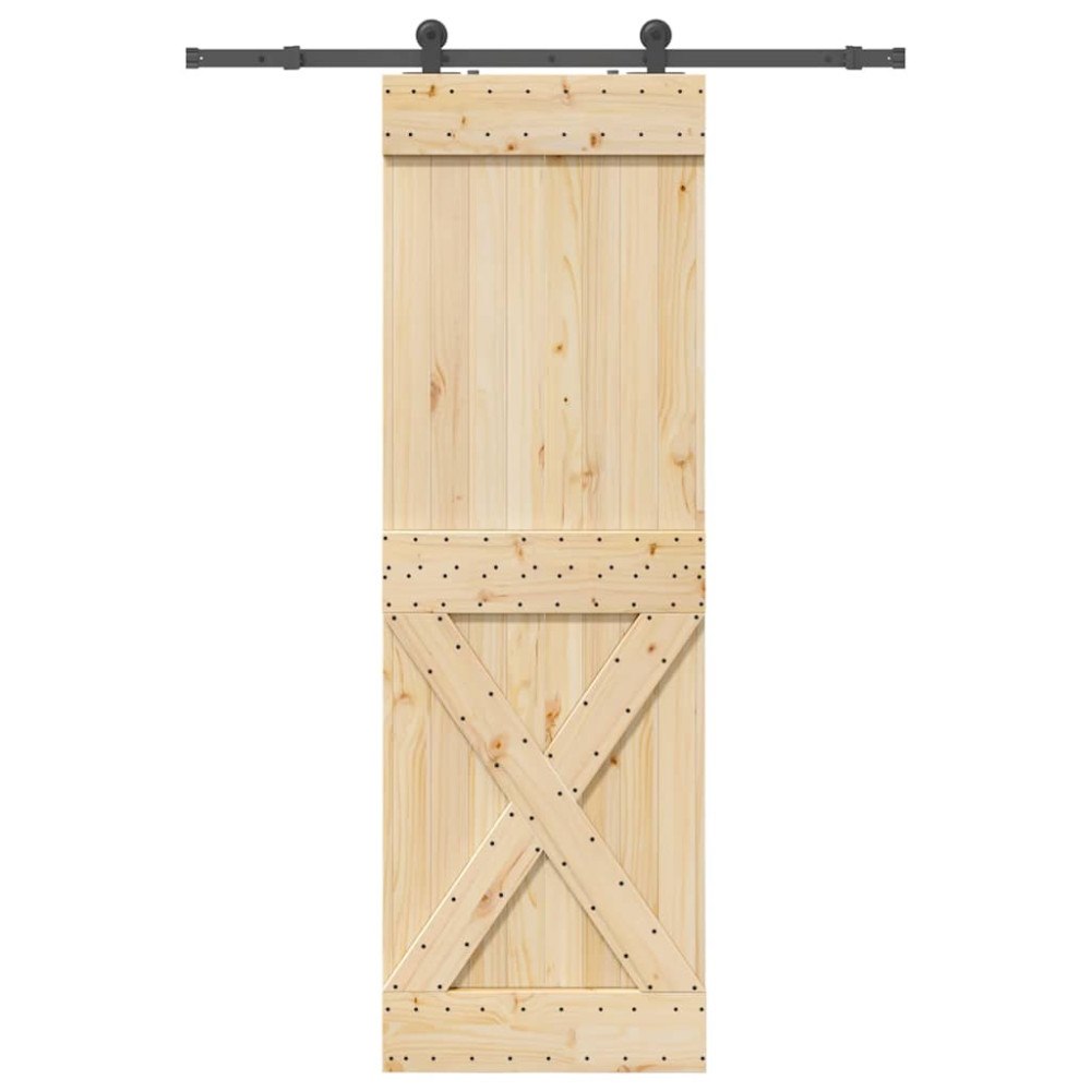 vidaXL Skjutdörr med beslag 70x210 cm massiv furu