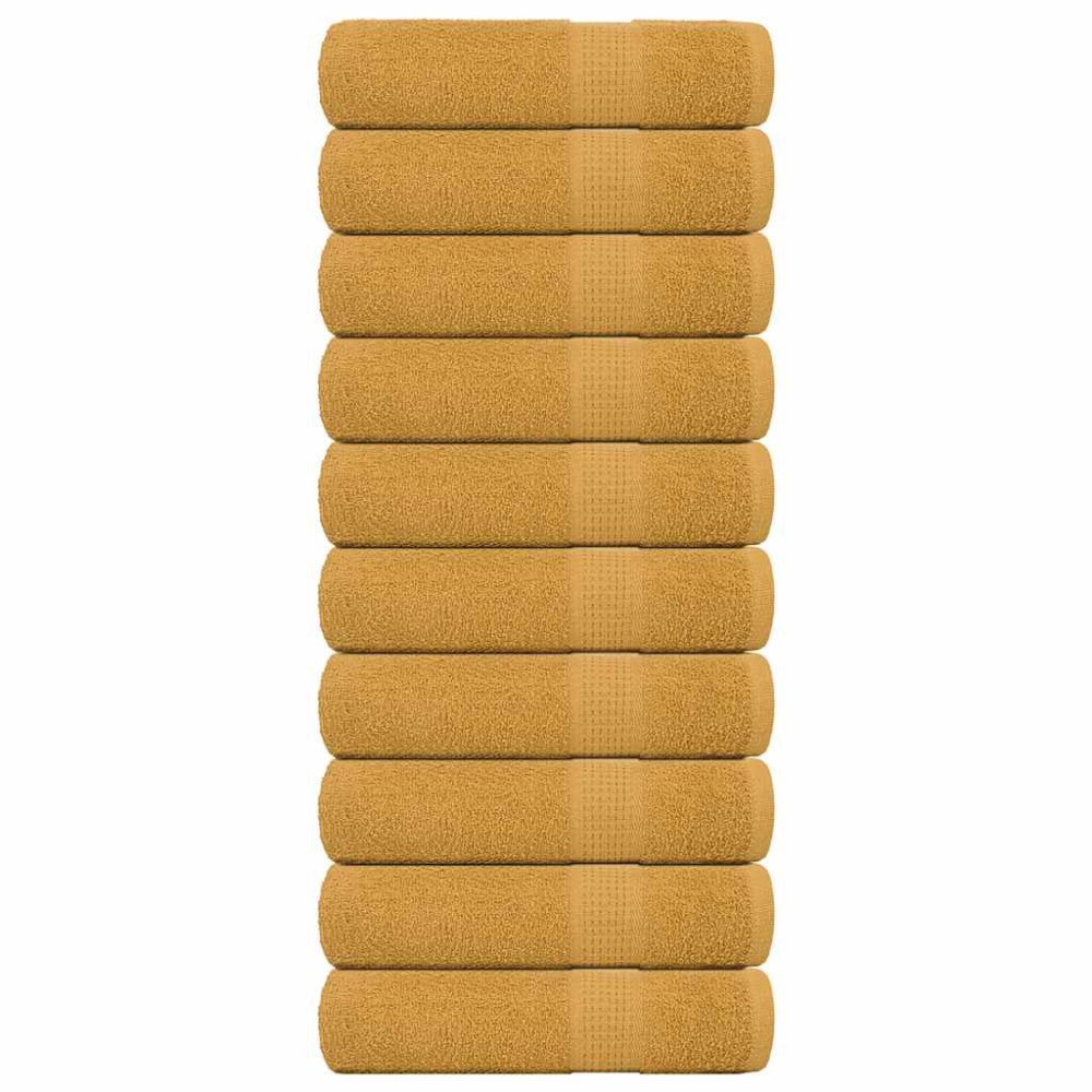 vidaXL Handdukar 10 st guld 50x100 cm 360 gsm 100% bomull