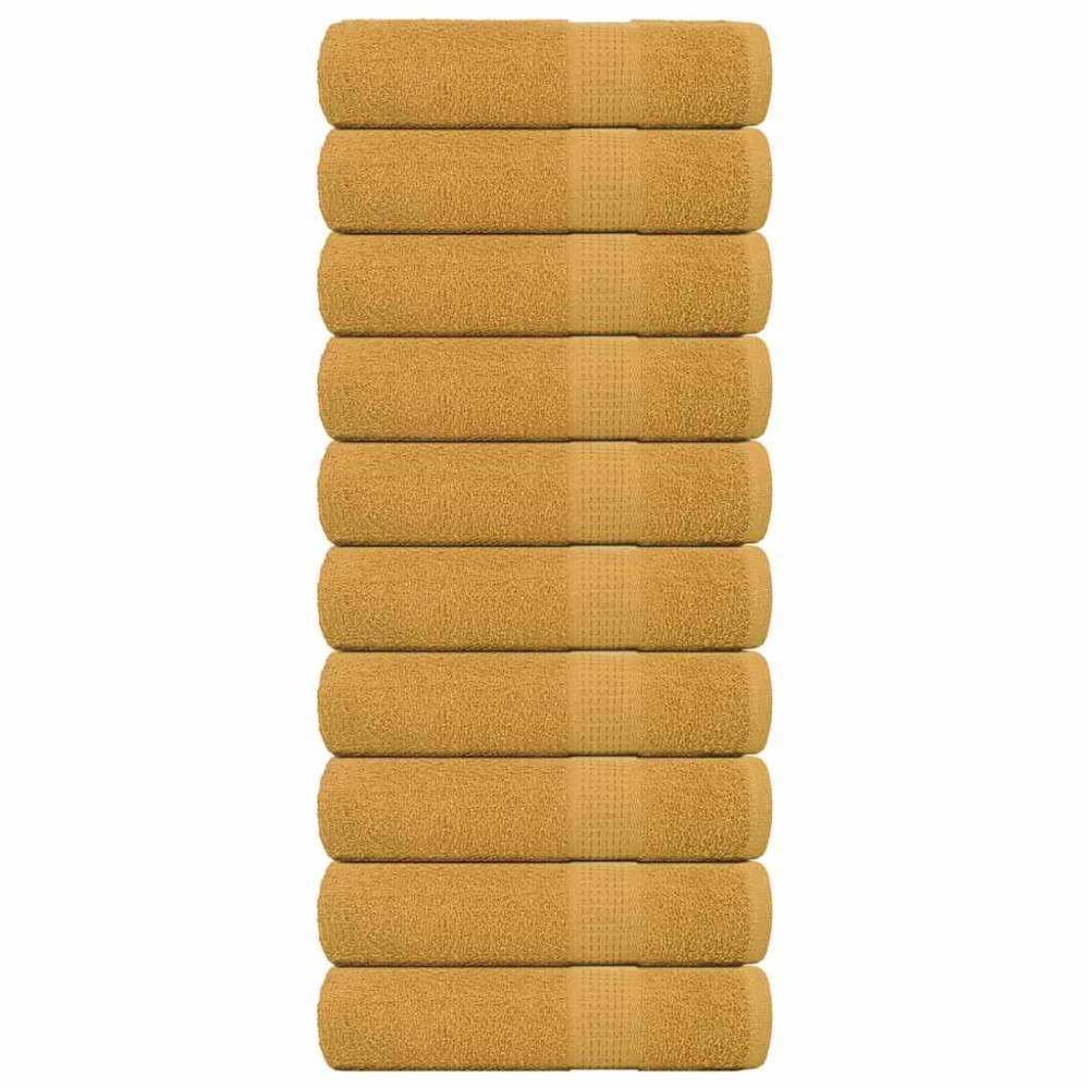 vidaXL Badlakan 10 st guld 100x150 cm 360 gsm 100% bomull