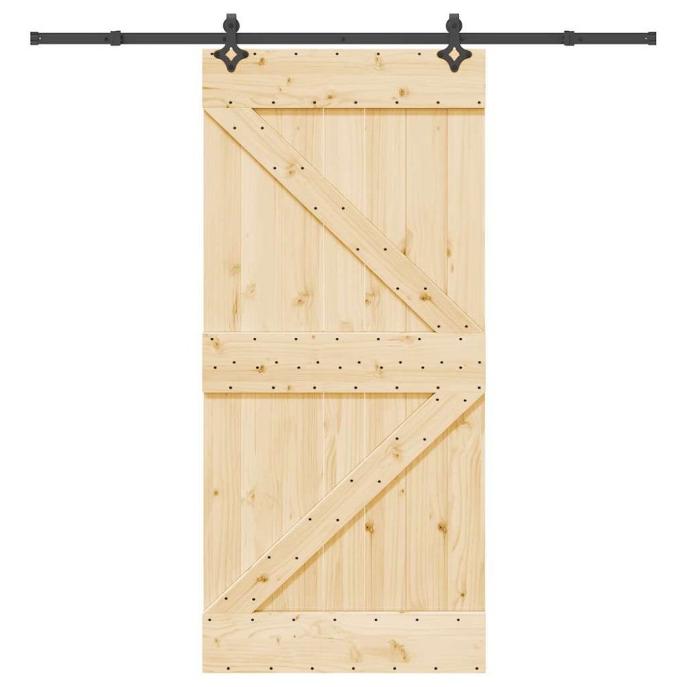 vidaXL Skjutdörr med beslag 95x210 cm massiv furu
