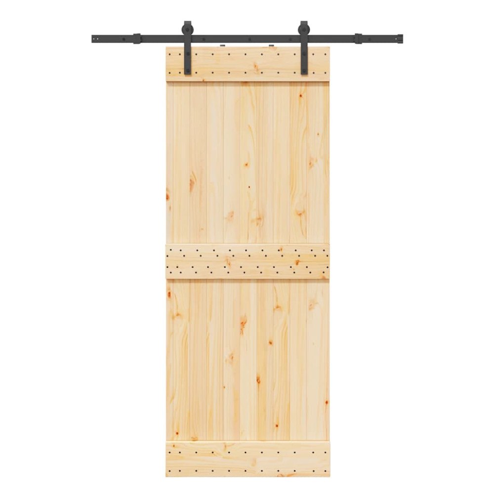 vidaXL Skjutdörr med beslag 80x210 cm massiv furu