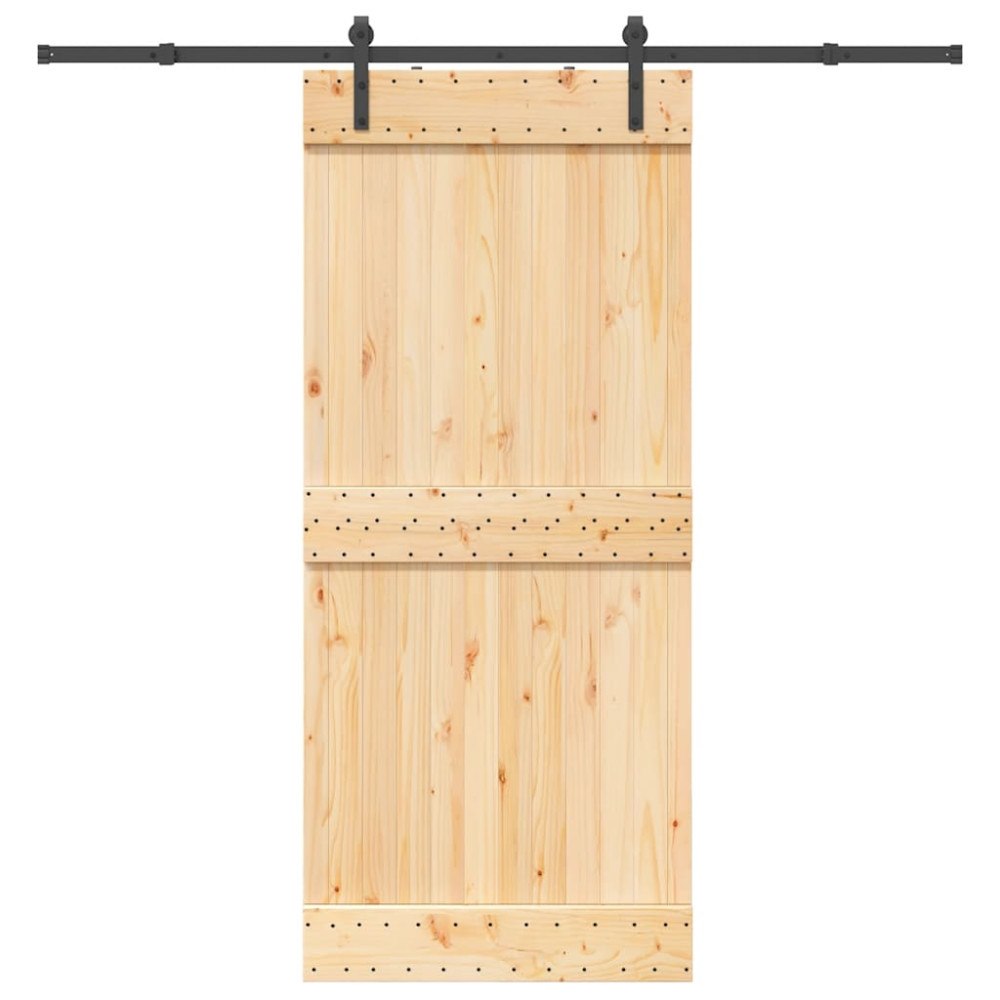 vidaXL Skjutdörr med beslag 90x210 cm massiv furu