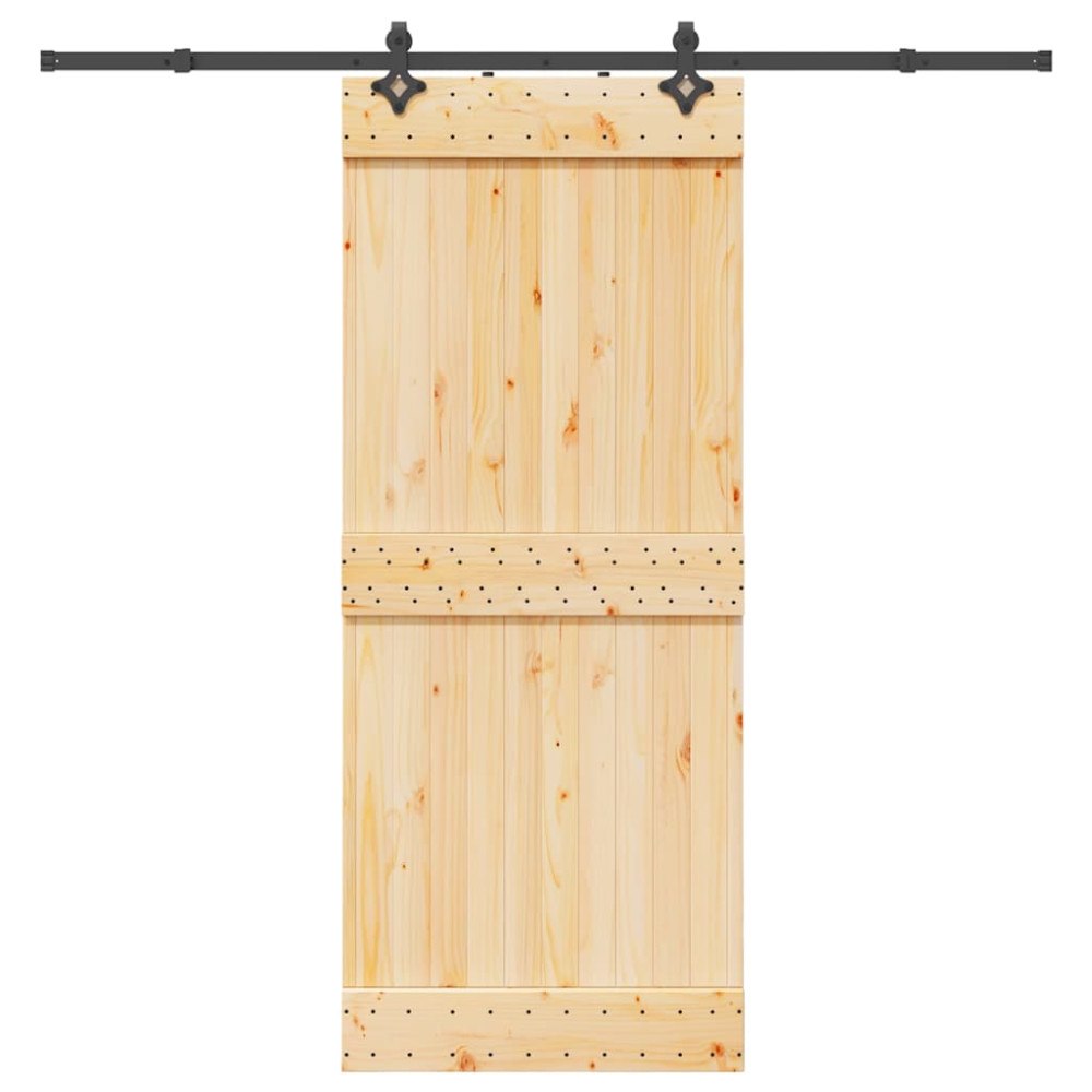 vidaXL Skjutdörr med beslag 85x210 cm massiv furu