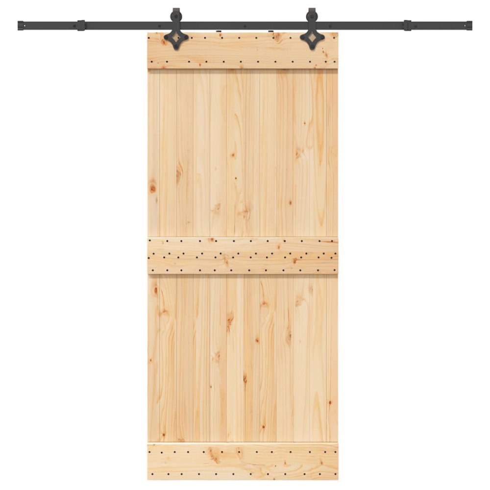vidaXL Skjutdörr med beslag 90x210 cm massiv furu