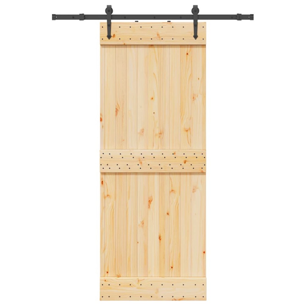 vidaXL Skjutdörr med beslag 80x210 cm massiv furu