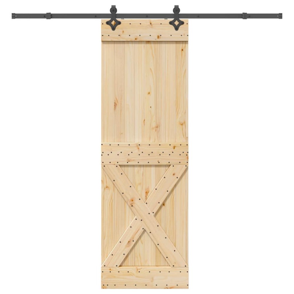 vidaXL Skjutdörr med beslag 70x210 cm massiv furu
