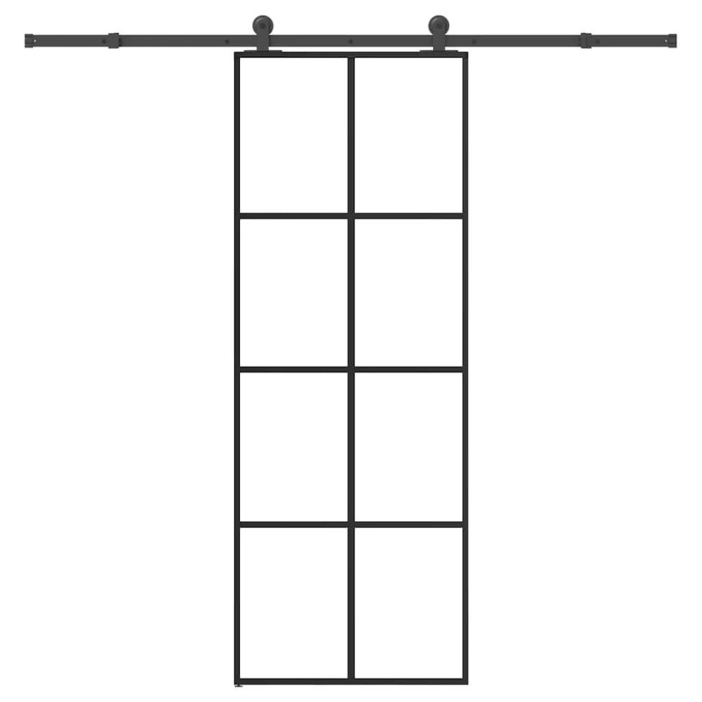 vidaXL Skjutdörr med beslagset ESG glas och aluminium 76x205 cm