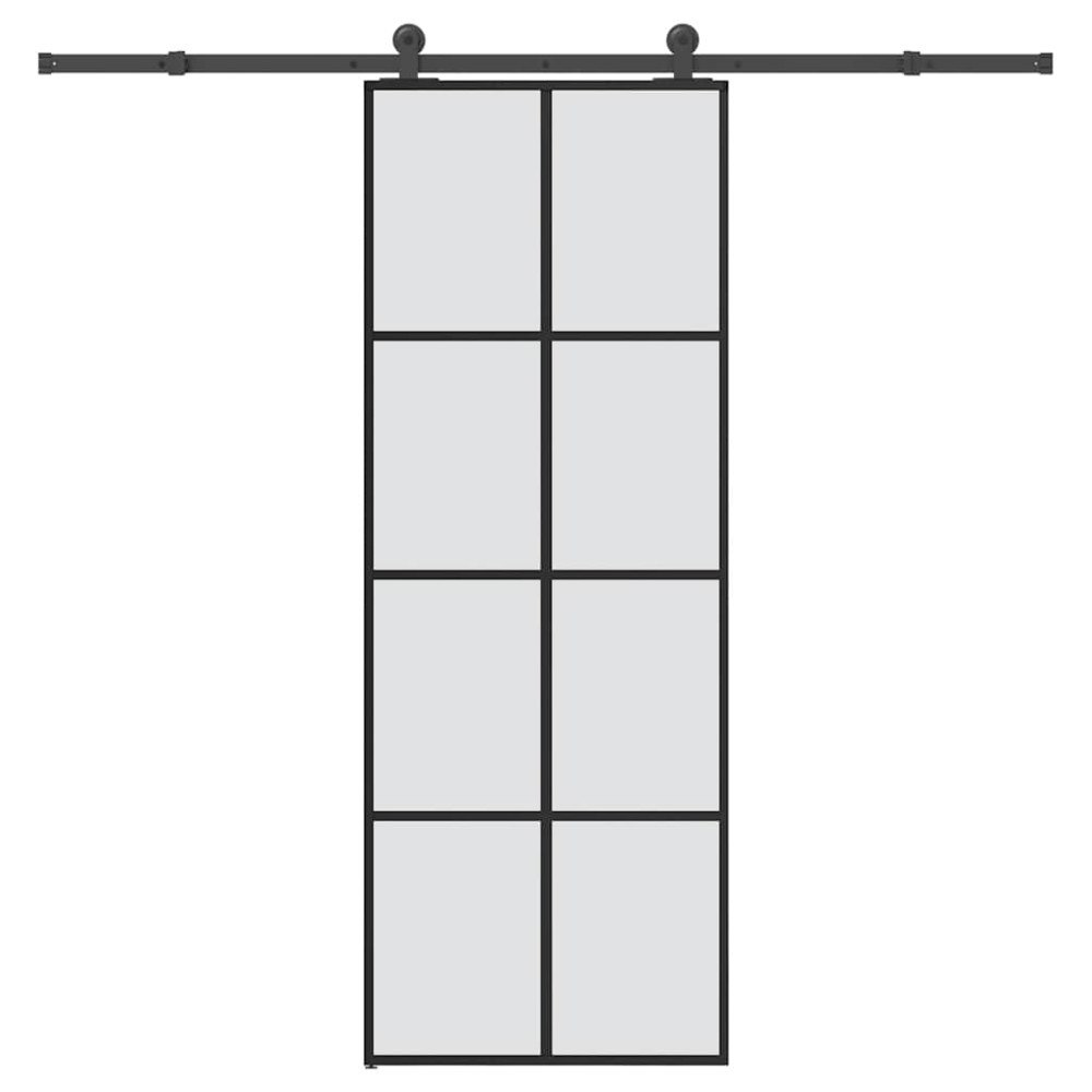 vidaXL Skjutdörr med beslagset ESG glas och aluminium 76x205 cm