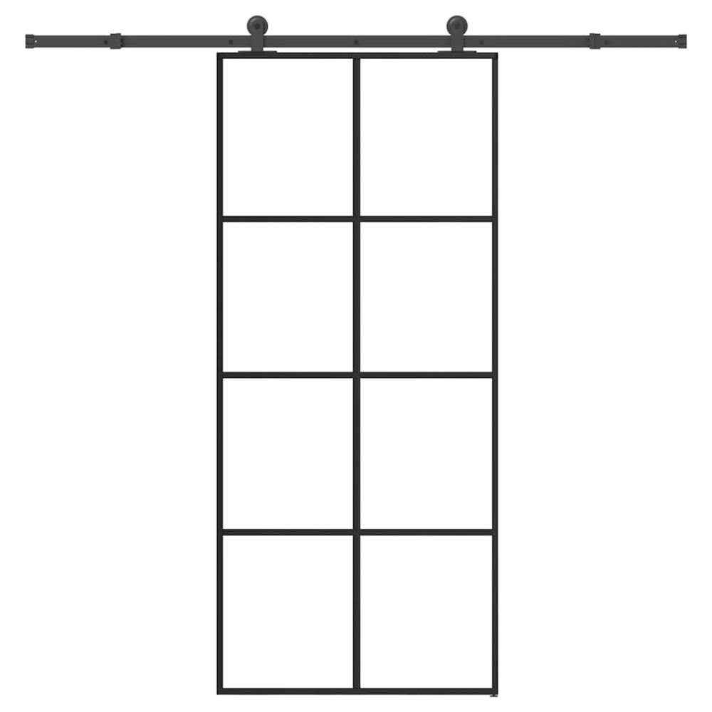 vidaXL Skjutdörr med beslagset ESG glas och aluminium 90x205 cm