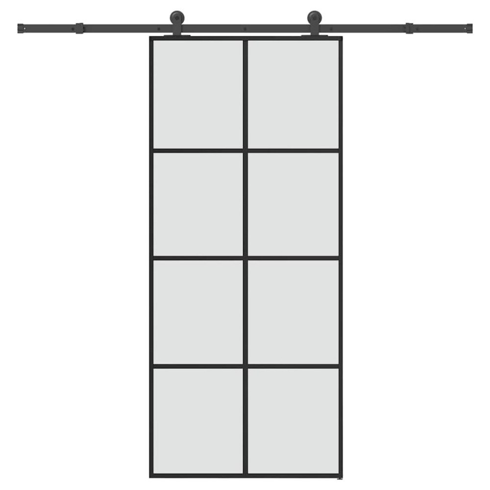 vidaXL Skjutdörr med beslagset ESG glas och aluminium 90x205 cm