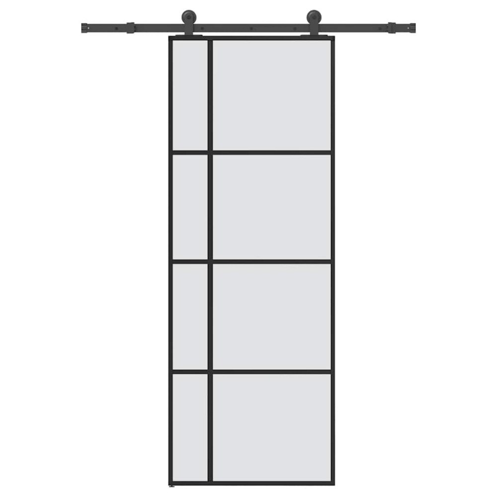 vidaXL Skjutdörr med beslagset ESG glas och aluminium 76x205 cm
