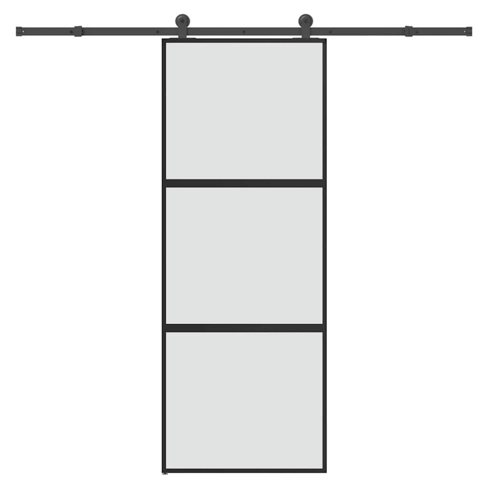 vidaXL Skjutdörr med beslagset härdat glas och aluminium 76x205 cm
