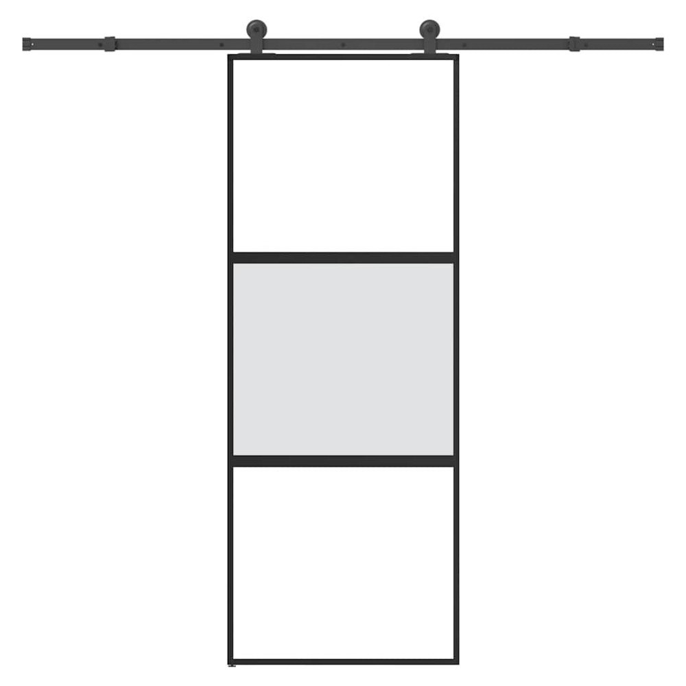 vidaXL Skjutdörr med beslagset härdat glas och aluminium 76x205 cm