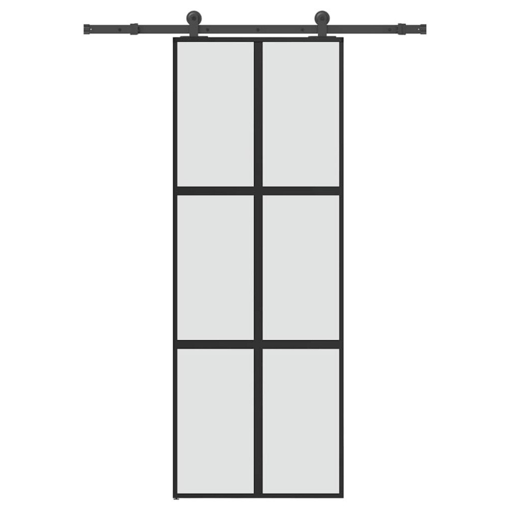 vidaXL Skjutdörr med beslagset härdat glas och aluminium 76x205 cm