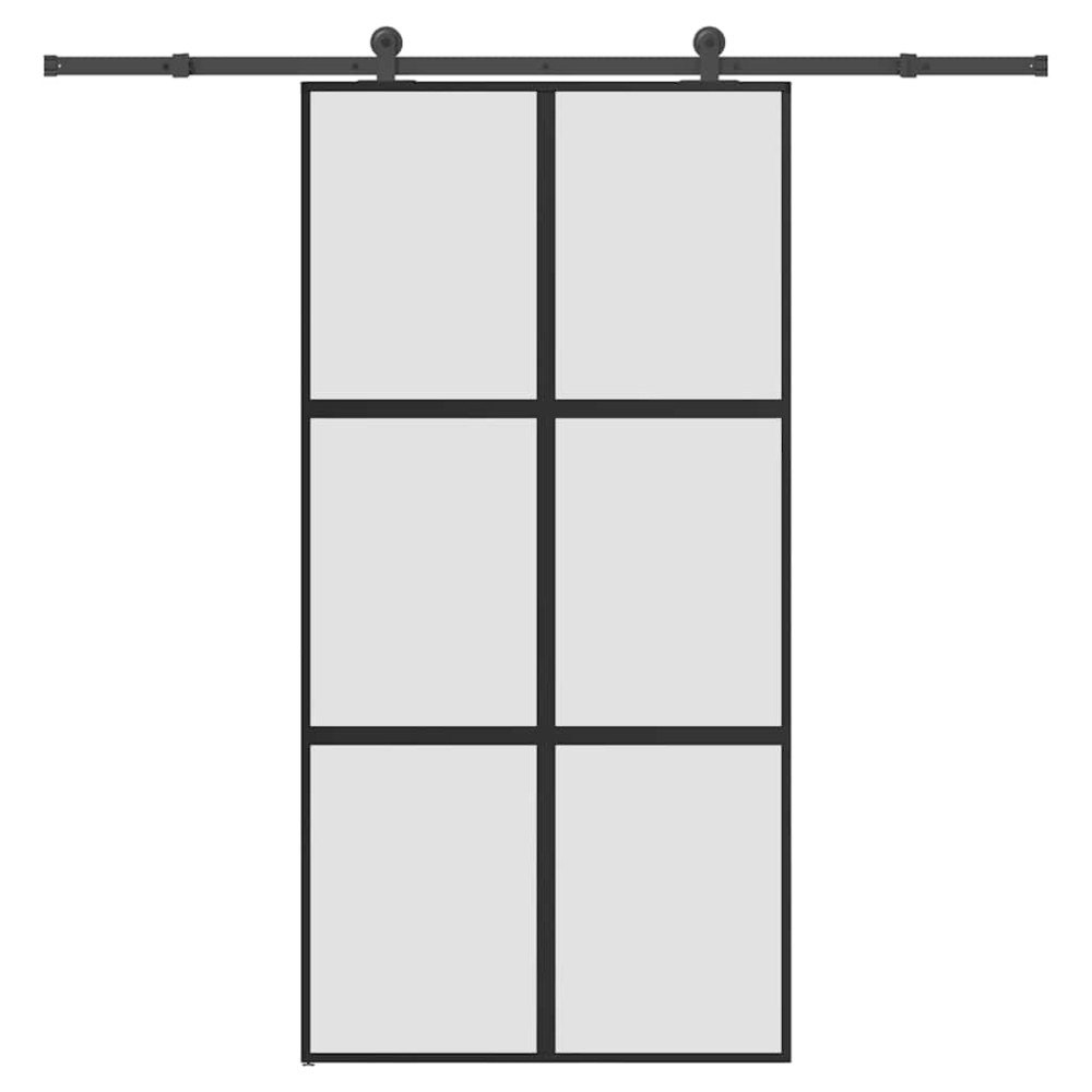 vidaXL Skjutdörr med hårdvara 102,5x205 cm härdat glas och aluminium