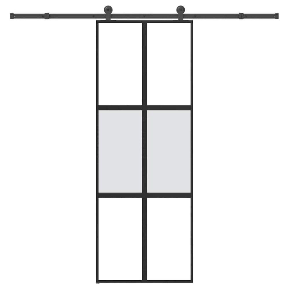vidaXL Skjutdörr med beslagset härdat glas och aluminium 76x205 cm