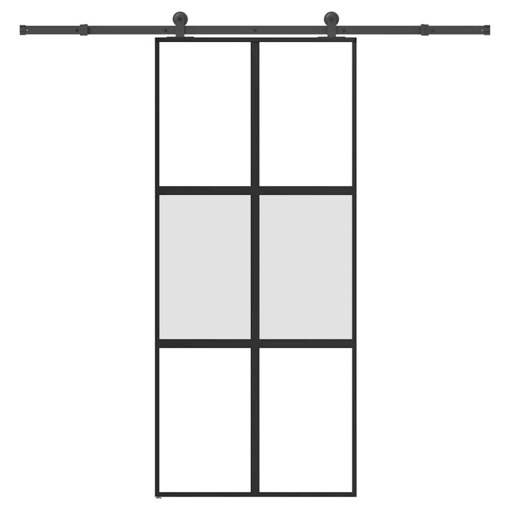vidaXL Skjutdörr med beslagset härdat glas och aluminium 90x205 cm