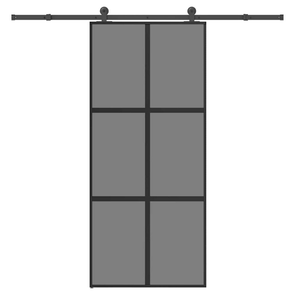 vidaXL Skjutdörr med beslagset härdat glas och aluminium 90x205 cm