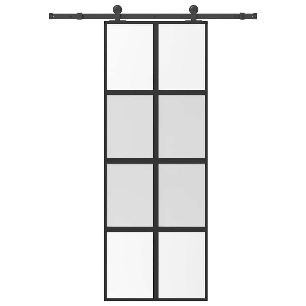 vidaXL Skjutdörr med beslagset härdat glas och aluminium 76x205 cm