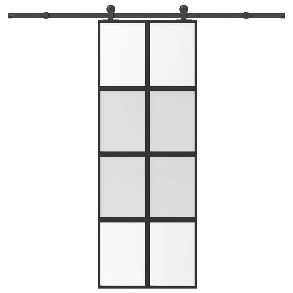 vidaXL Skjutdörr med beslagset härdat glas och aluminium 76x205 cm