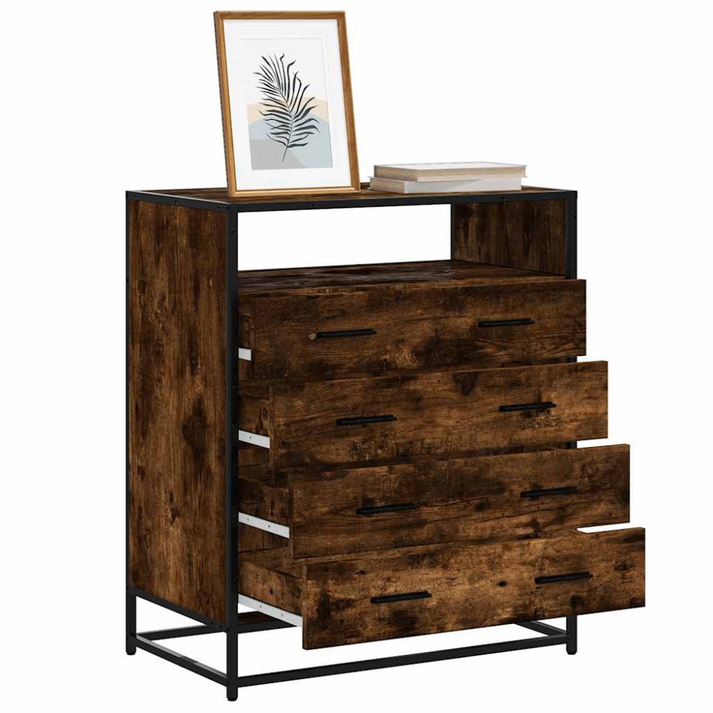 vidaXL Lådskåp rökfärgad ek 70x41x83,5 cm konstruerat trä