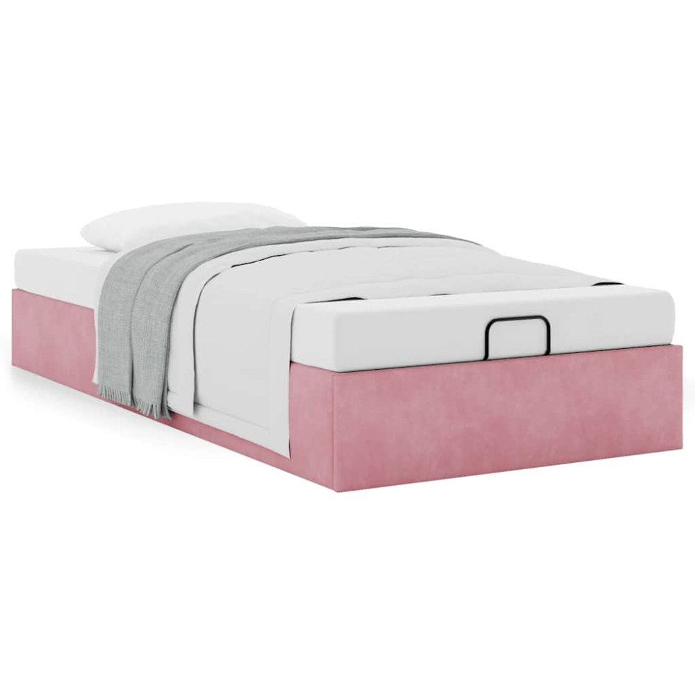 vidaXL Ottoman sängram utan madrass rosa 90x200 cm sammet