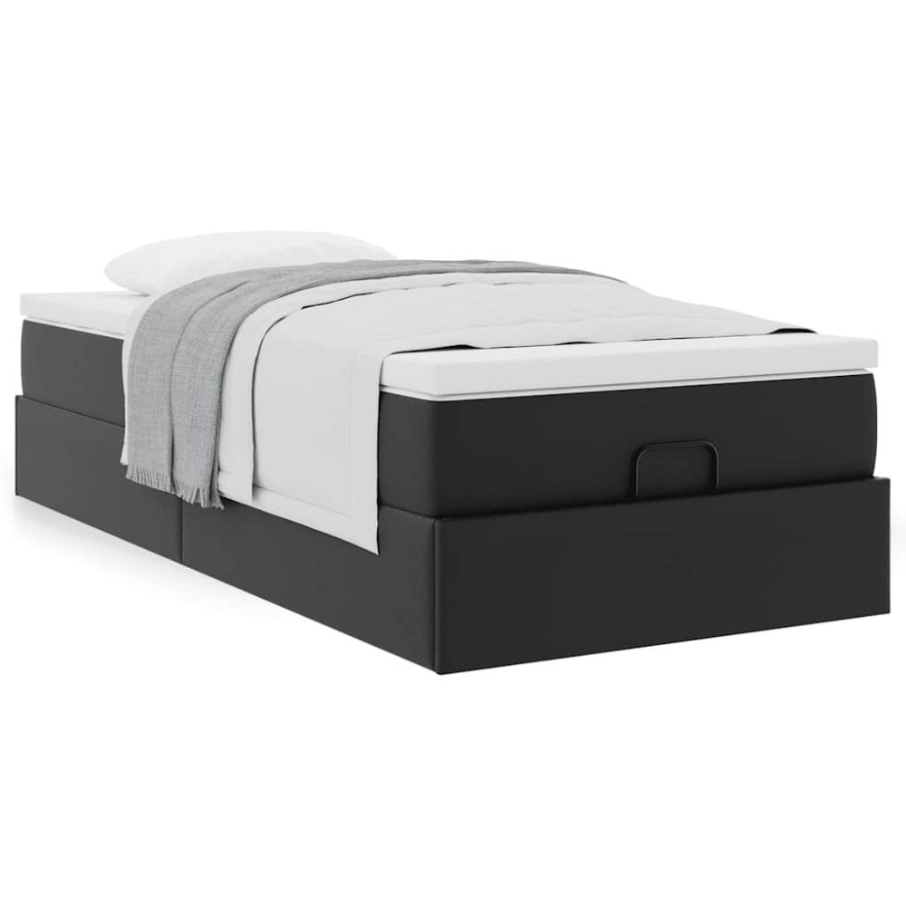 vidaXL Ottoman sängram med madrass svart 90x190 cm konstläder