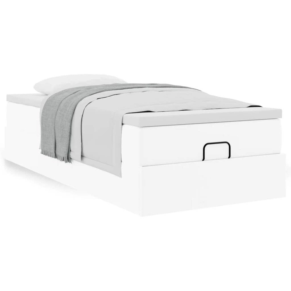 vidaXL Ottoman sängram med madrass vit 90x190 cm konstläder