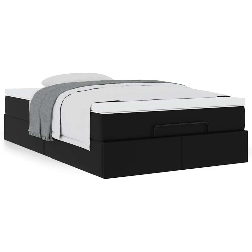 vidaXL Ottoman sängram med madrass svart 120x190 cm konstläder