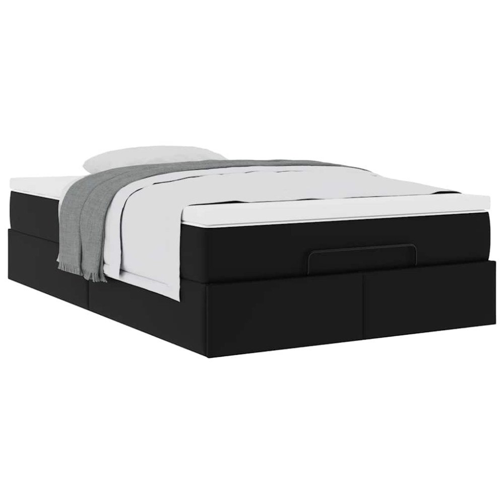 vidaXL Ottoman sängram med madrass svart 120x200 cm konstläder