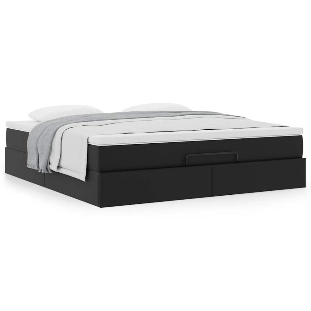 vidaXL Ottoman sängram med madrass svart 160x200 cm konstläder