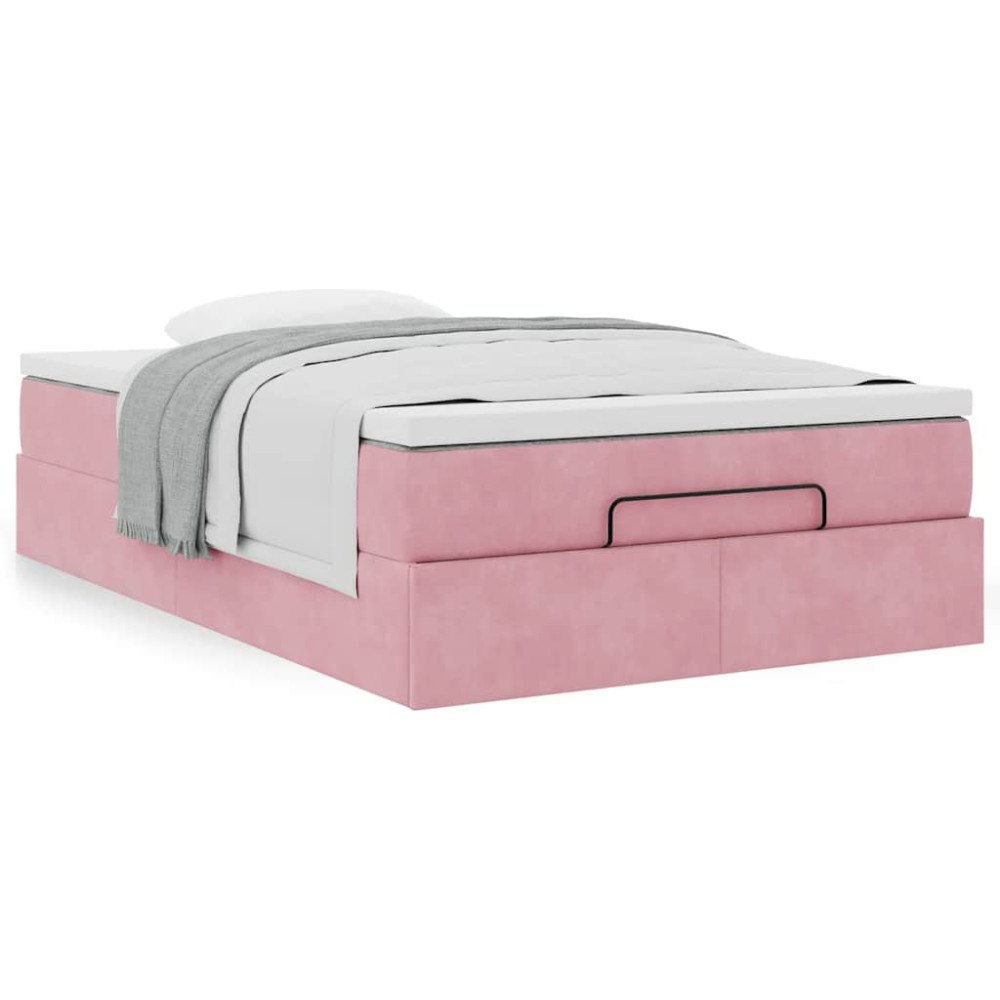 vidaXL Ottomansk säng med madrass rosa 120x190 cm sammet