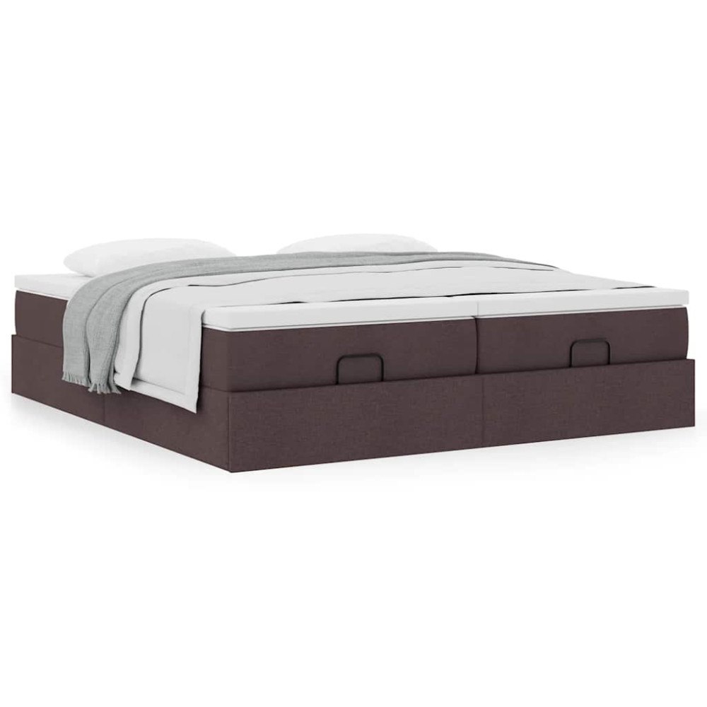 vidaXL Ottoman sängram med madrasser mörkbrun 180x200 cm tyg
