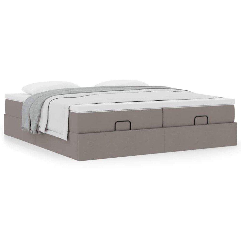 vidaXL Ottoman sängram med madrasser taupe 180x200 cm tyg