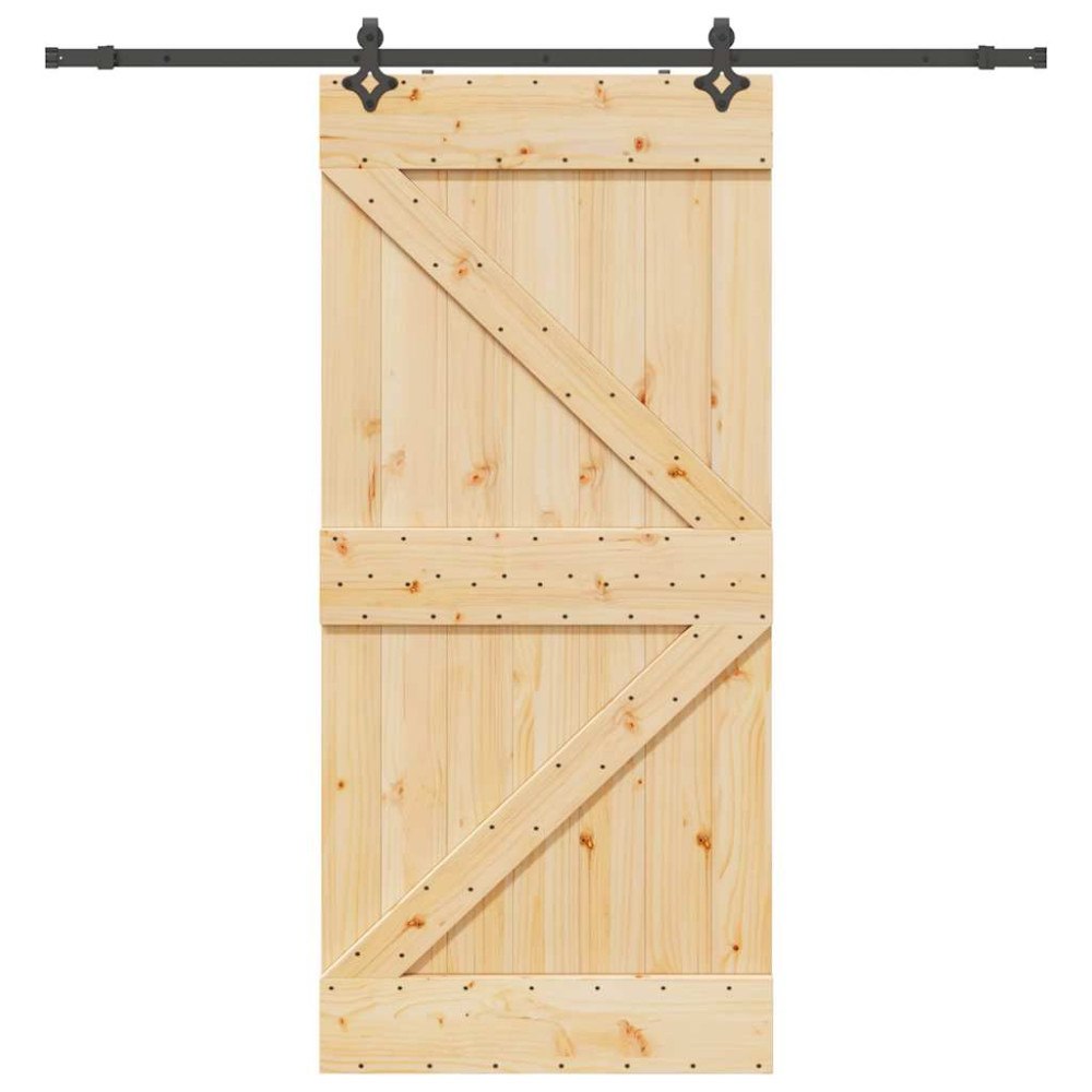 vidaXL Skjutdörr med beslag 100x210 cm massiv furu