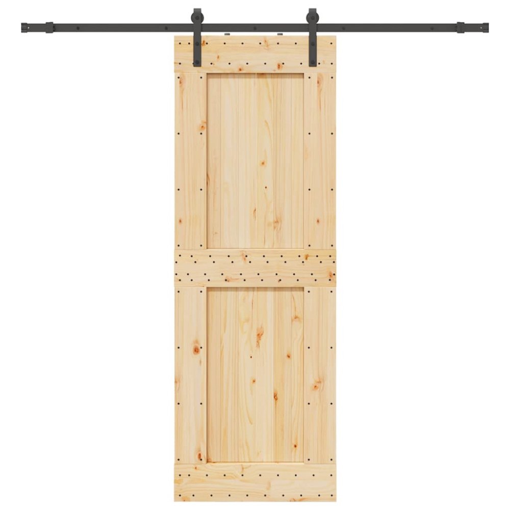 vidaXL Skjutdörr med beslag 80x210 cm massiv furu