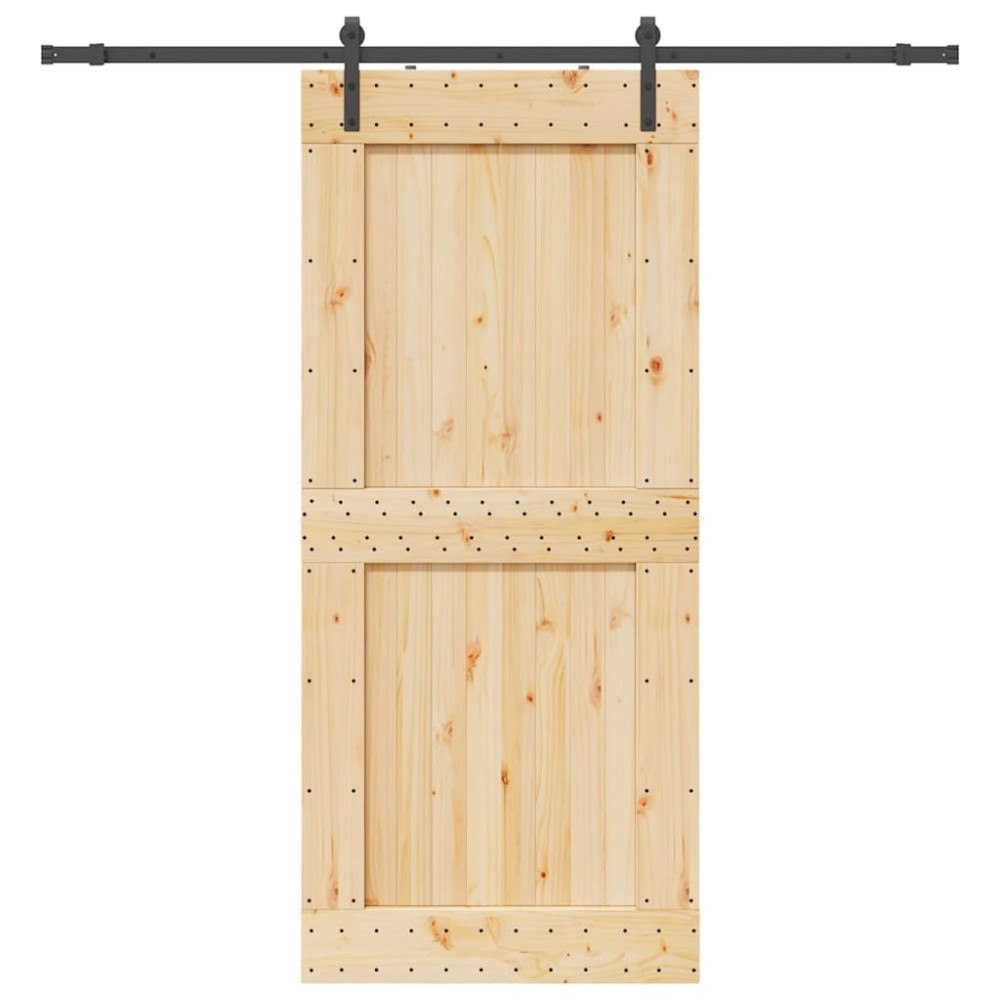 vidaXL Skjutdörr med beslag 100x210 cm massiv furu
