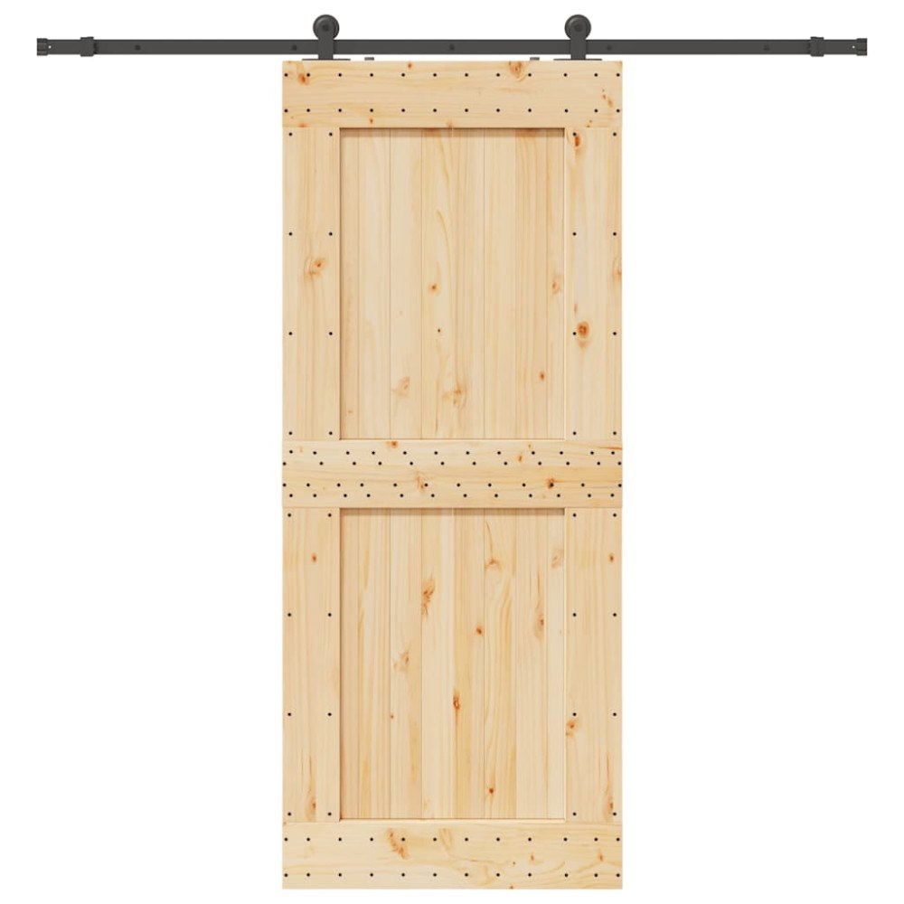 vidaXL Skjutdörr med beslag 95x210 cm massiv furu