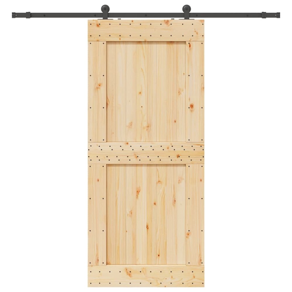 vidaXL Skjutdörr med beslag 100x210 cm massiv furu