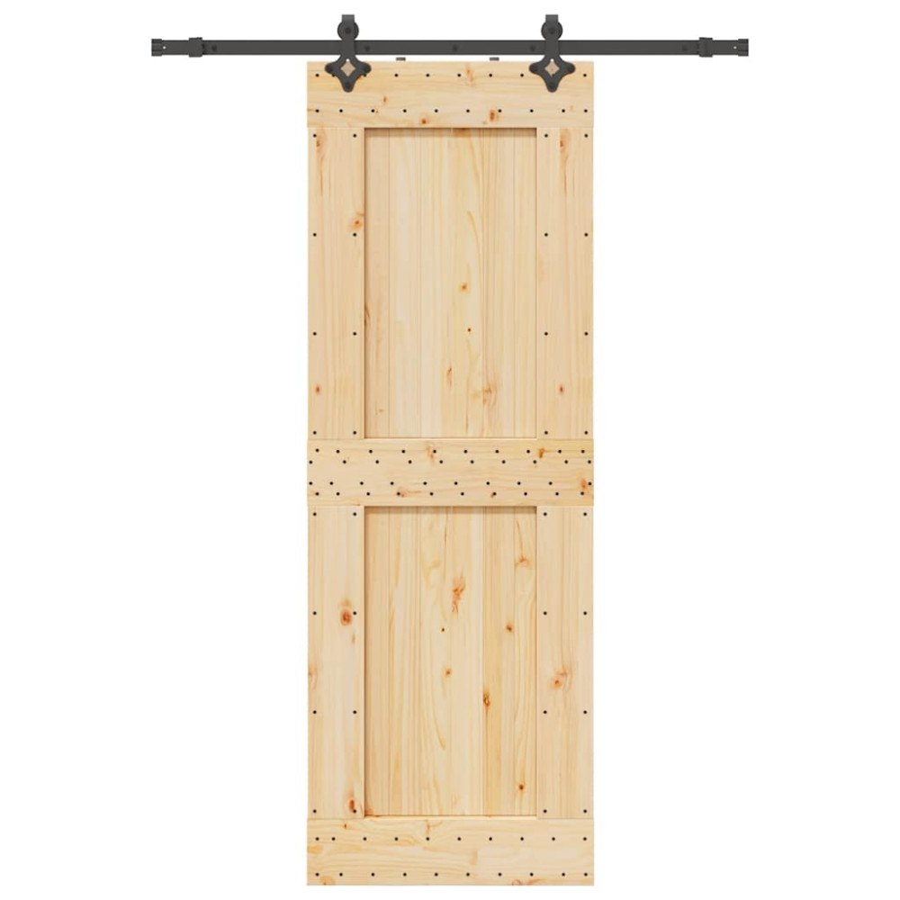 vidaXL Skjutdörr med beslag 80x210 cm massiv furu