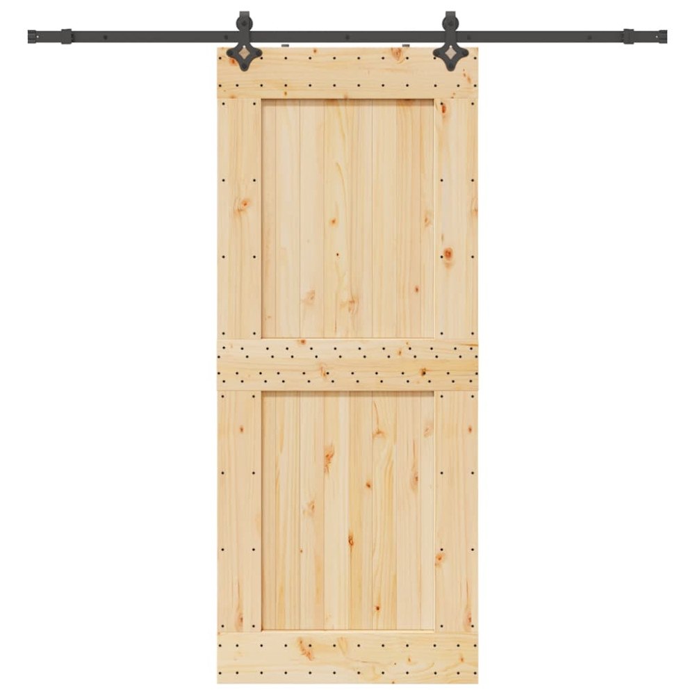 vidaXL Skjutdörr med beslag 95x210 cm massiv furu
