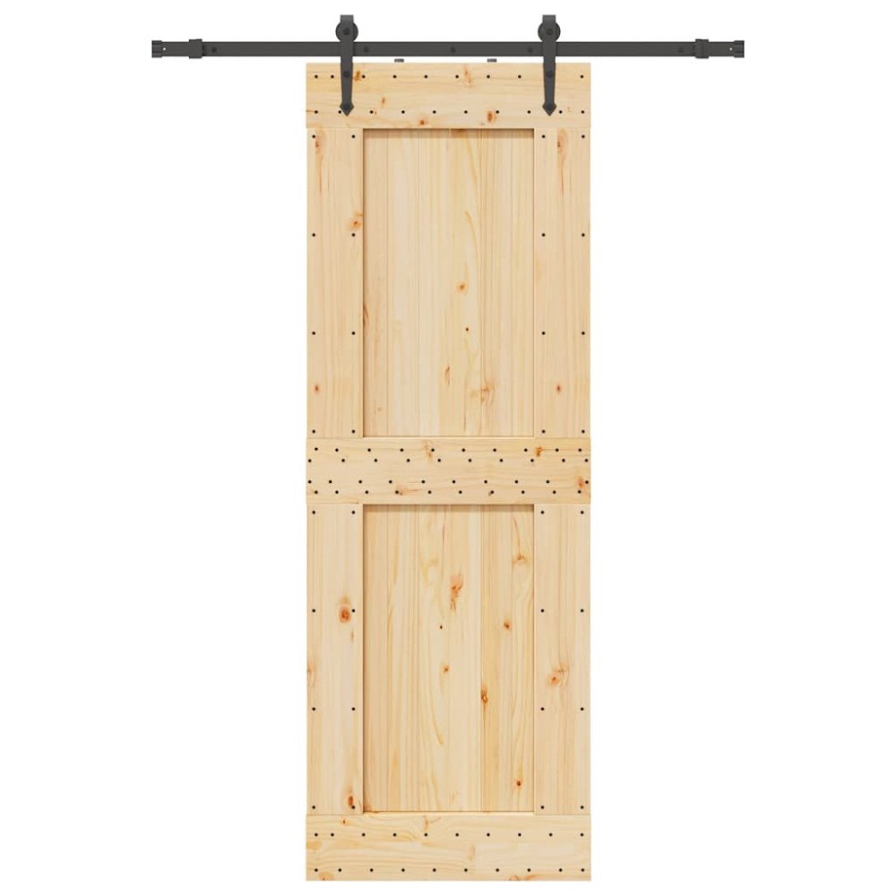 vidaXL Skjutdörr med beslag 80x210 cm massiv furu