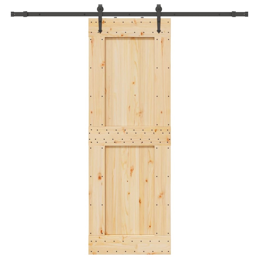vidaXL Skjutdörr med beslag 80x210 cm massiv furu