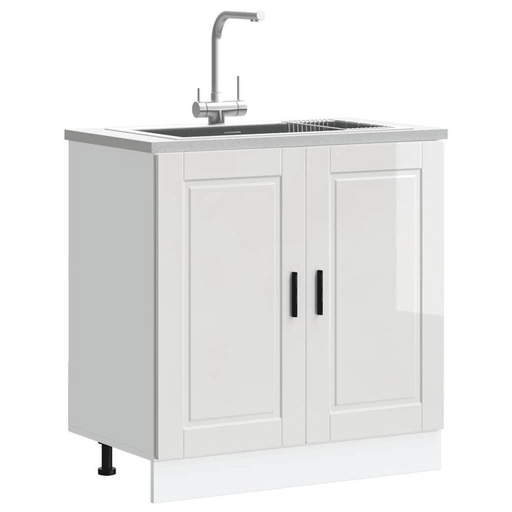 vidaXL Diskbänk underskåp högglans vit 80x46x81,5 cm konstruerat trä