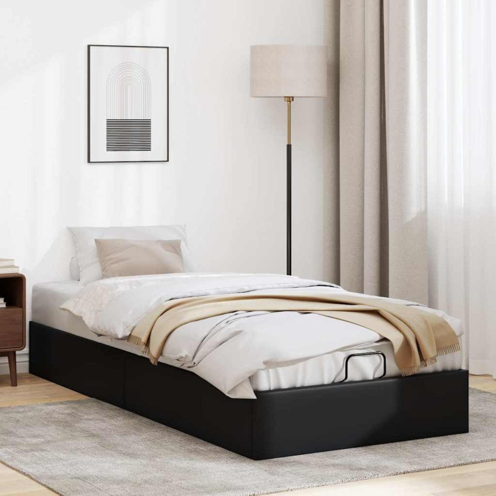 vidaXL Ottoman sängram utan madrass svart 90x190 cm konstläder